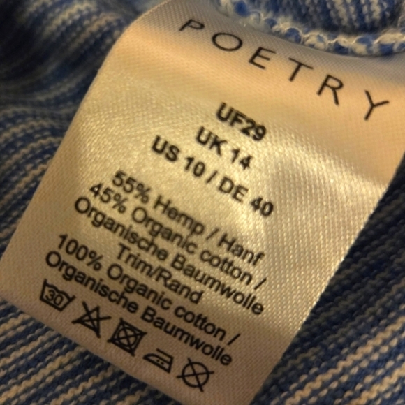 Poetry Hemp / Organic Cotton Women's Size 10 Blue Long Sleeves Shirt Minimalist - Picture 5 of 5